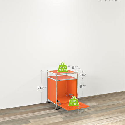 Storage Cart with 1 Flap Door Orange