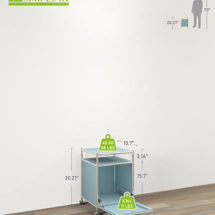 Storage Cart with 1 Flap Door Blue