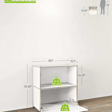 Flip-Top Side Table White - Sideboard, Storage Cabinet