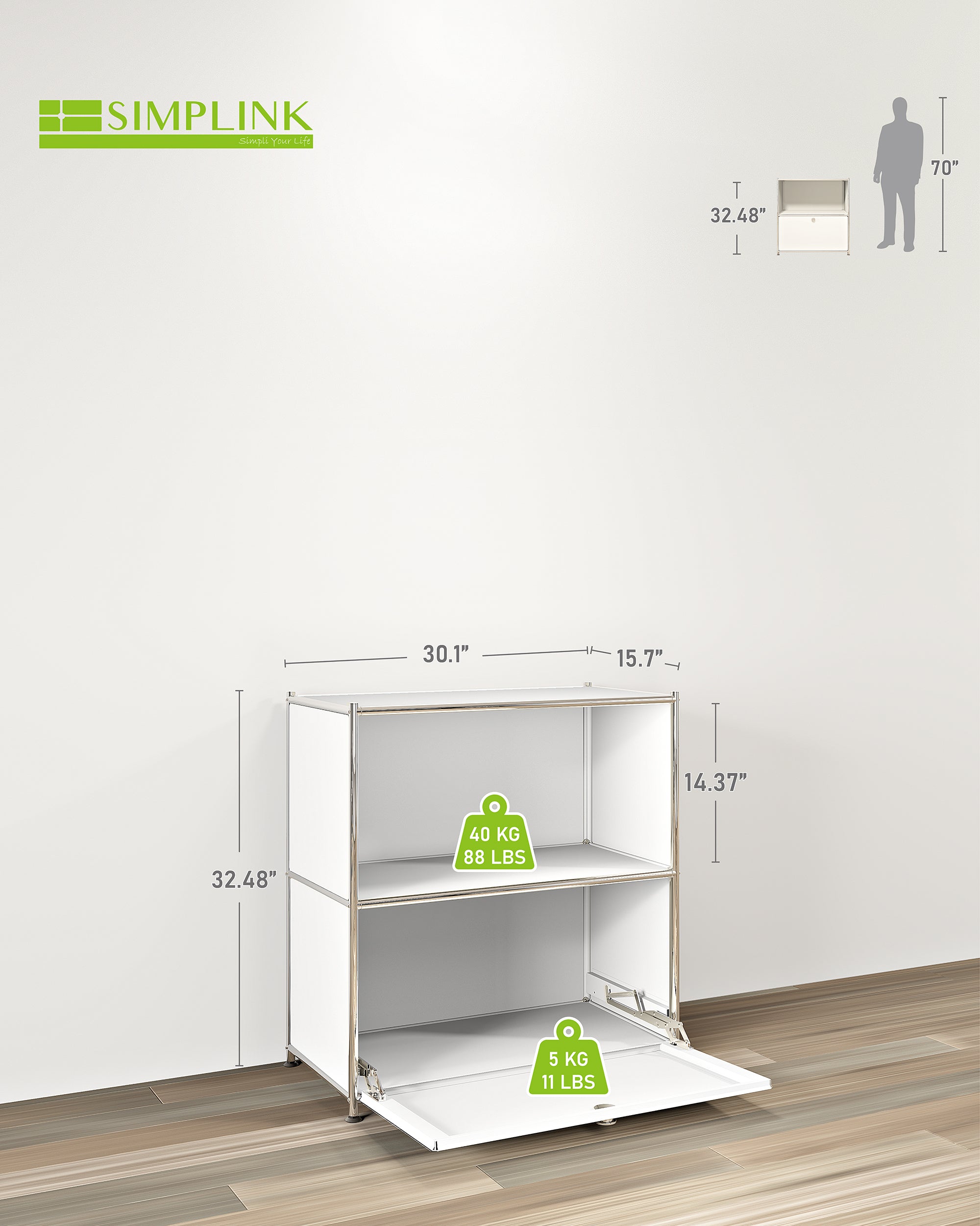 SIMPLINK 32.5-Inch Metal Storage Cabinet with Flip-Top Door