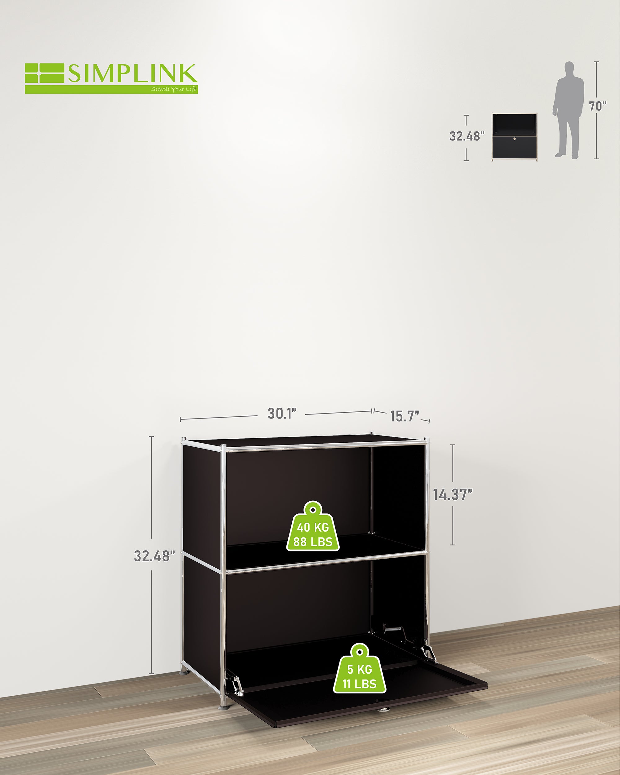 SIMPLINK 32.5-Inch Metal Storage Cabinet with Flip-Top Door