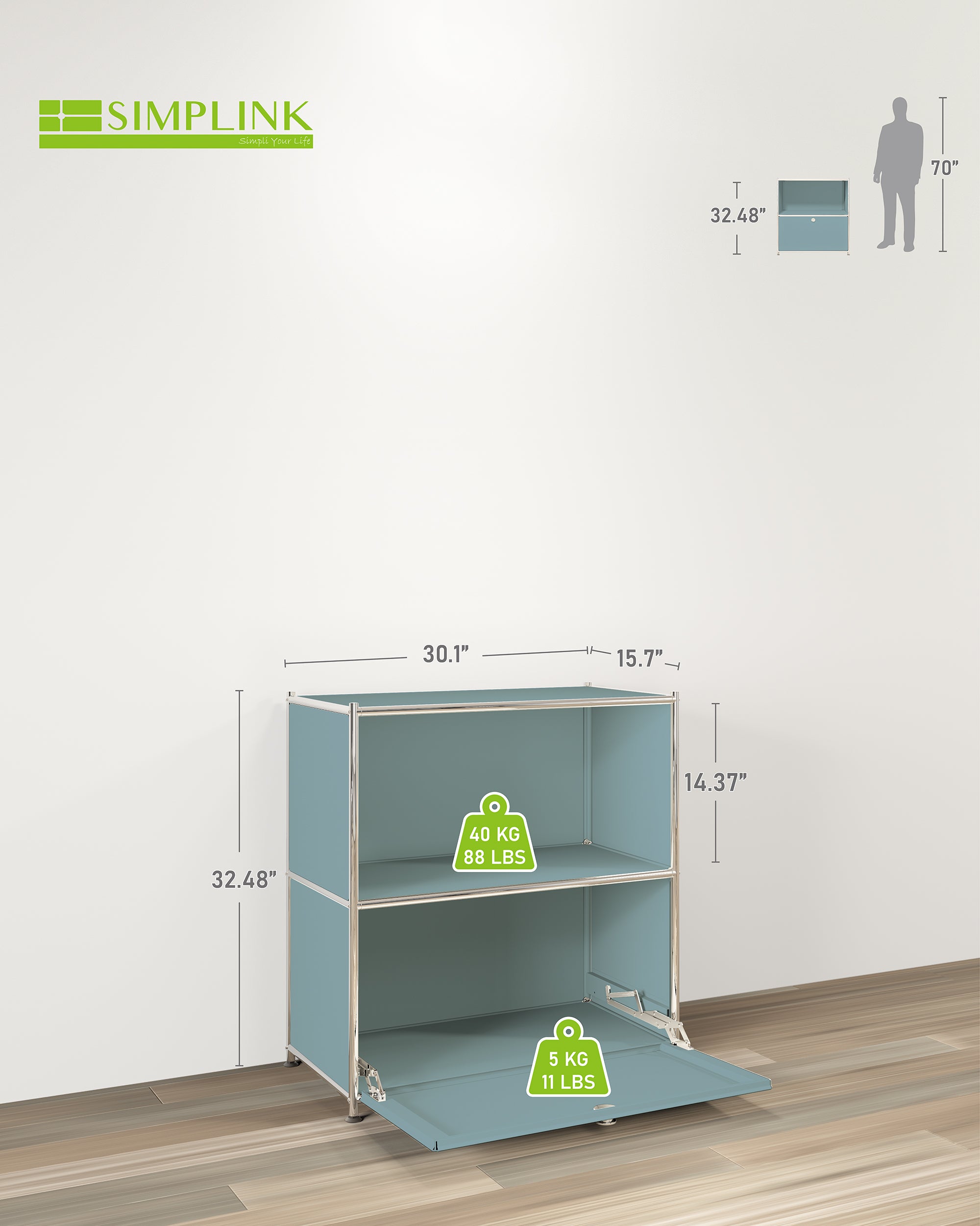 SIMPLINK 32.5-Inch Metal Storage Cabinet with Flip-Top Door