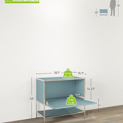 Metal Sidetable with Flap Blue - Night Stand, End Table