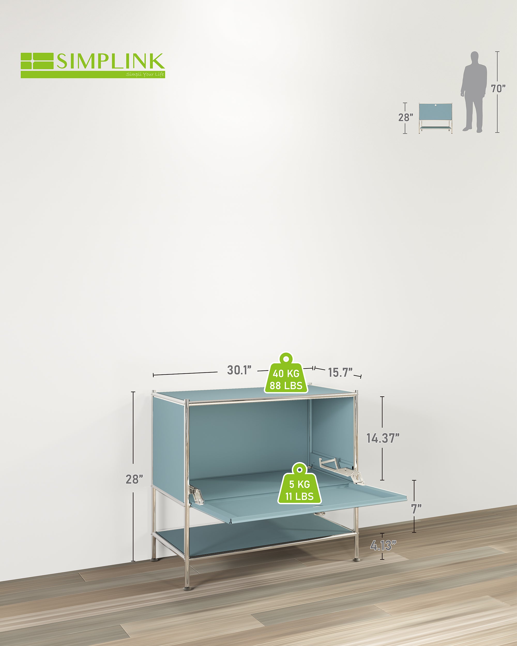 SIMPLINK 27.5-Inch Metal Side Table with Flap Door
