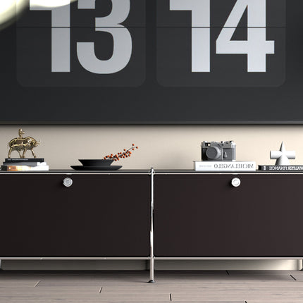Metal Low board with 2 Flap Doors White