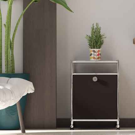 Storage Cart with 1 Flap Door Black