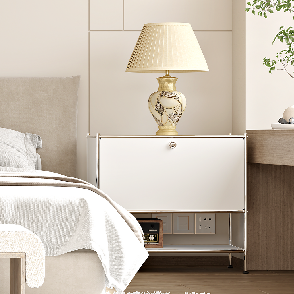 SIMPLINK 27.5-Inch Metal Side Table with Flap Door
