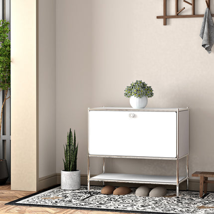 Metal Sidetable with Flap White - Night Stand, End Table