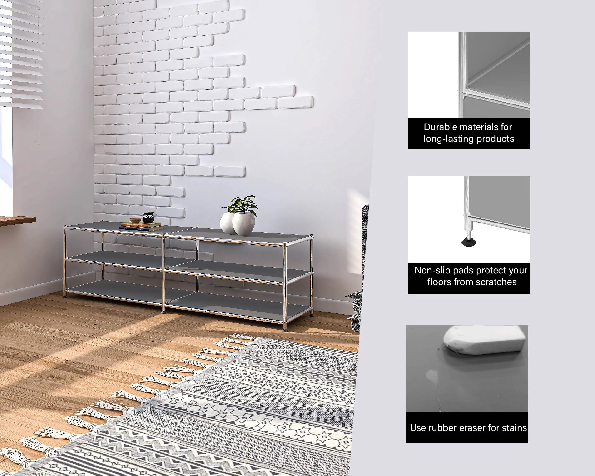 SIMPLINK 60-Inch Wide 3-Tier Metal Storage Shelf