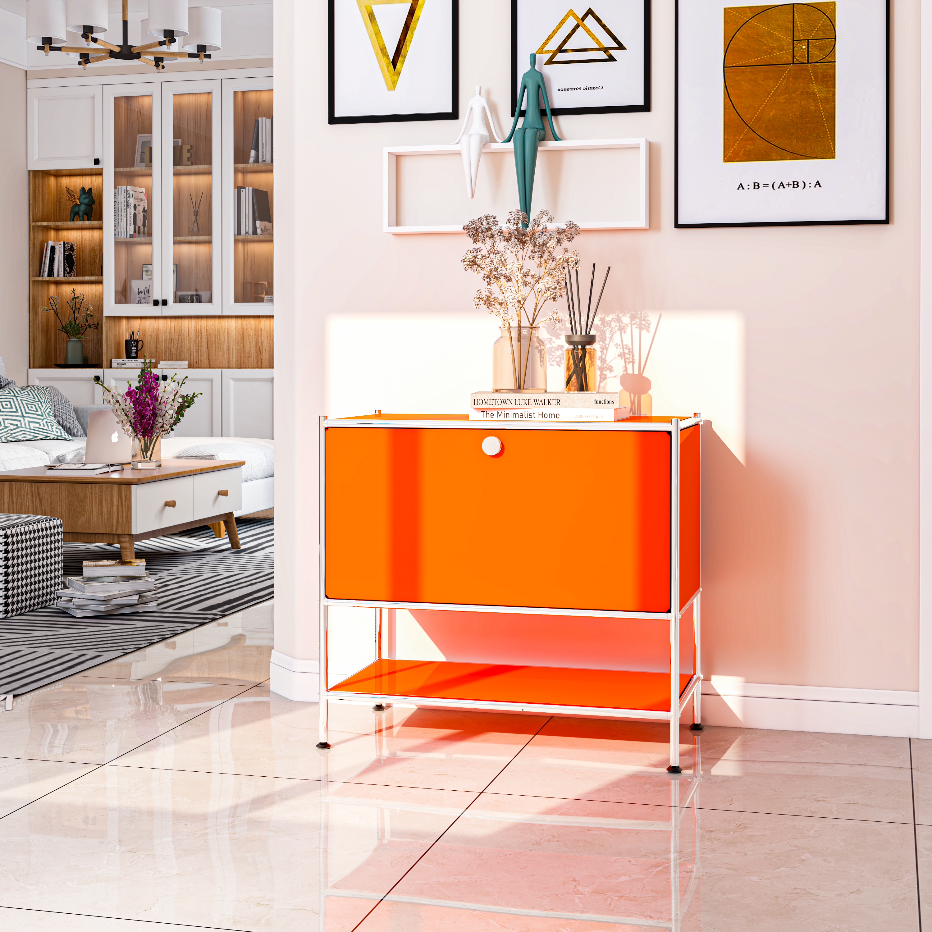 SIMPLINK 27.5-Inch Metal Side Table with Flap Door