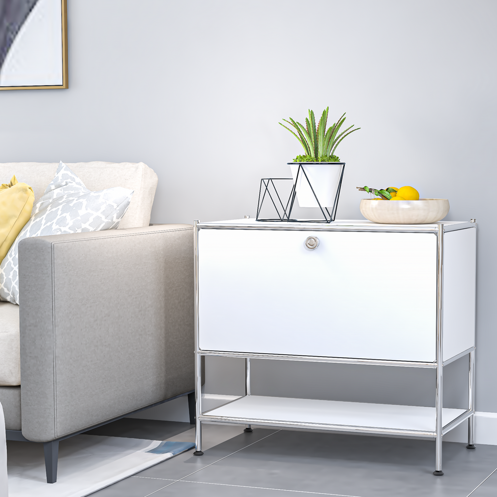 SIMPLINK 27.5-Inch Metal Side Table with Flap Door