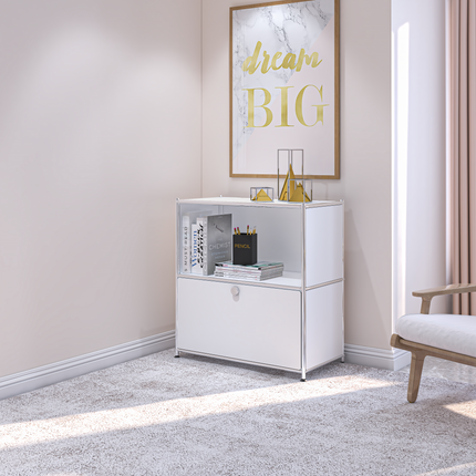 Flip-Top Side Table White - Sideboard, Storage Cabinet