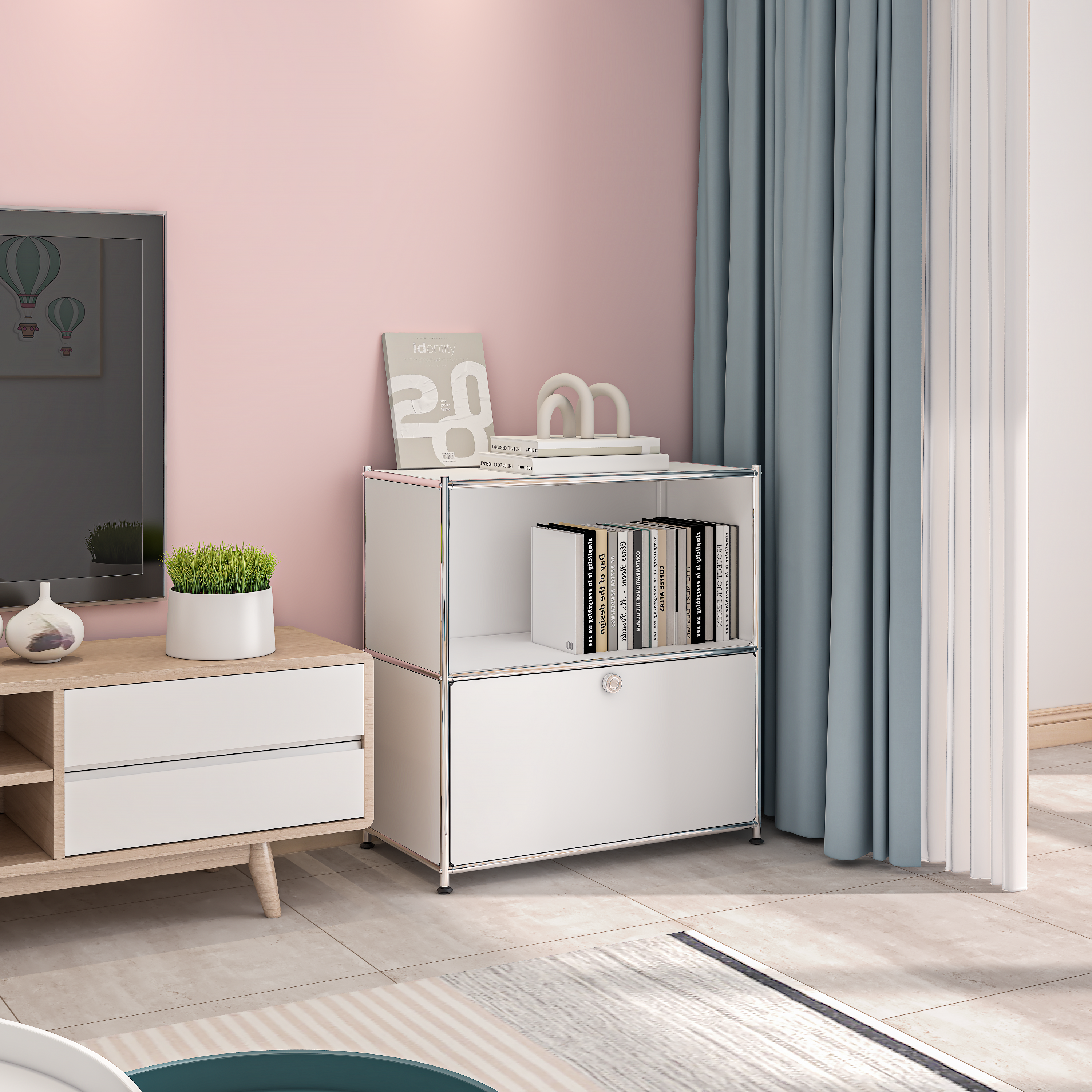 SIMPLINK 32.5-Inch Metal Storage Cabinet with Flip-Top Door