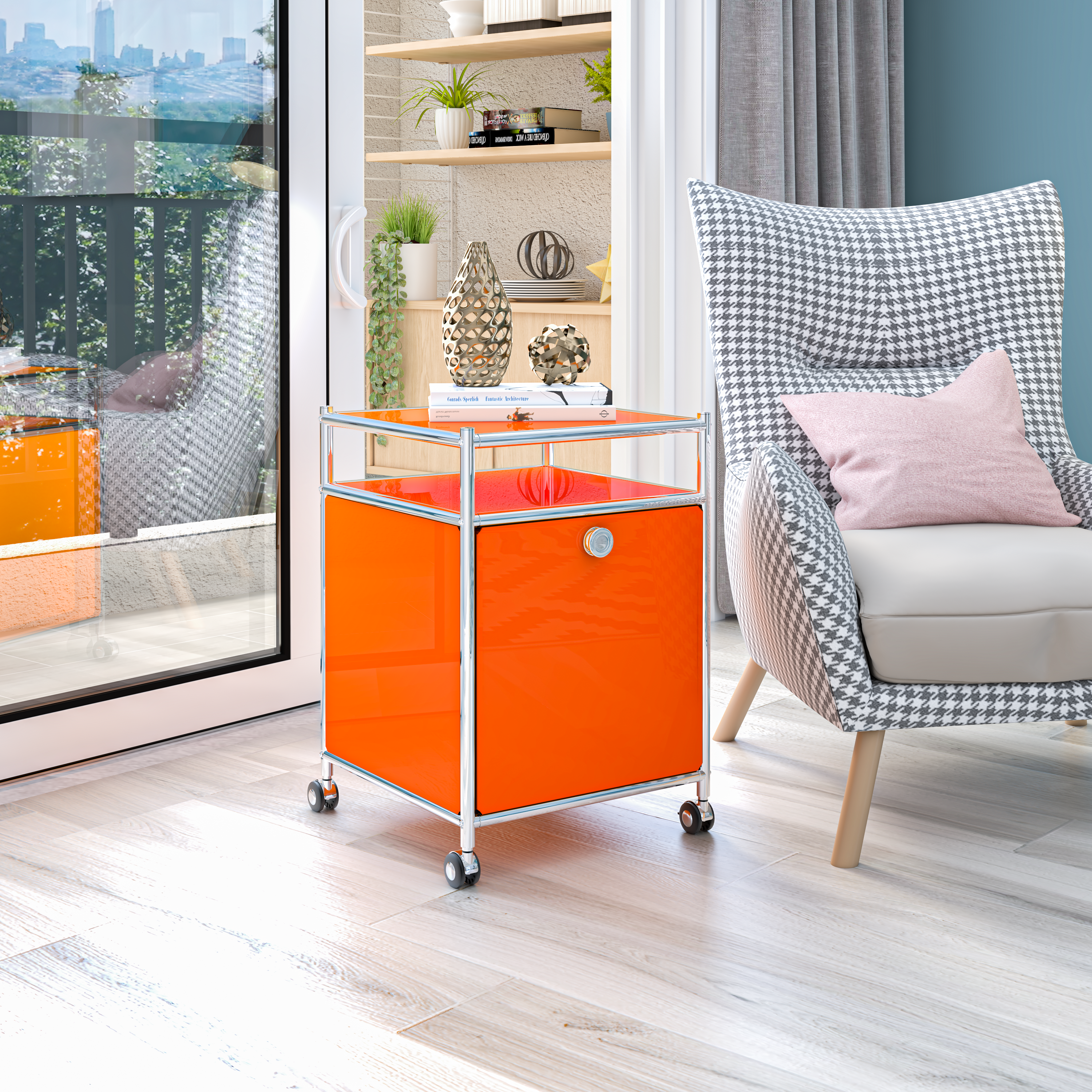 SIMPLINK 23-Inch Metal Storage Cart with Flap Door