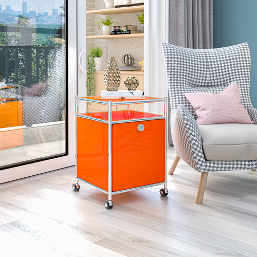 SIMPLINK 23-Inch Metal Storage Cart with Flap Door