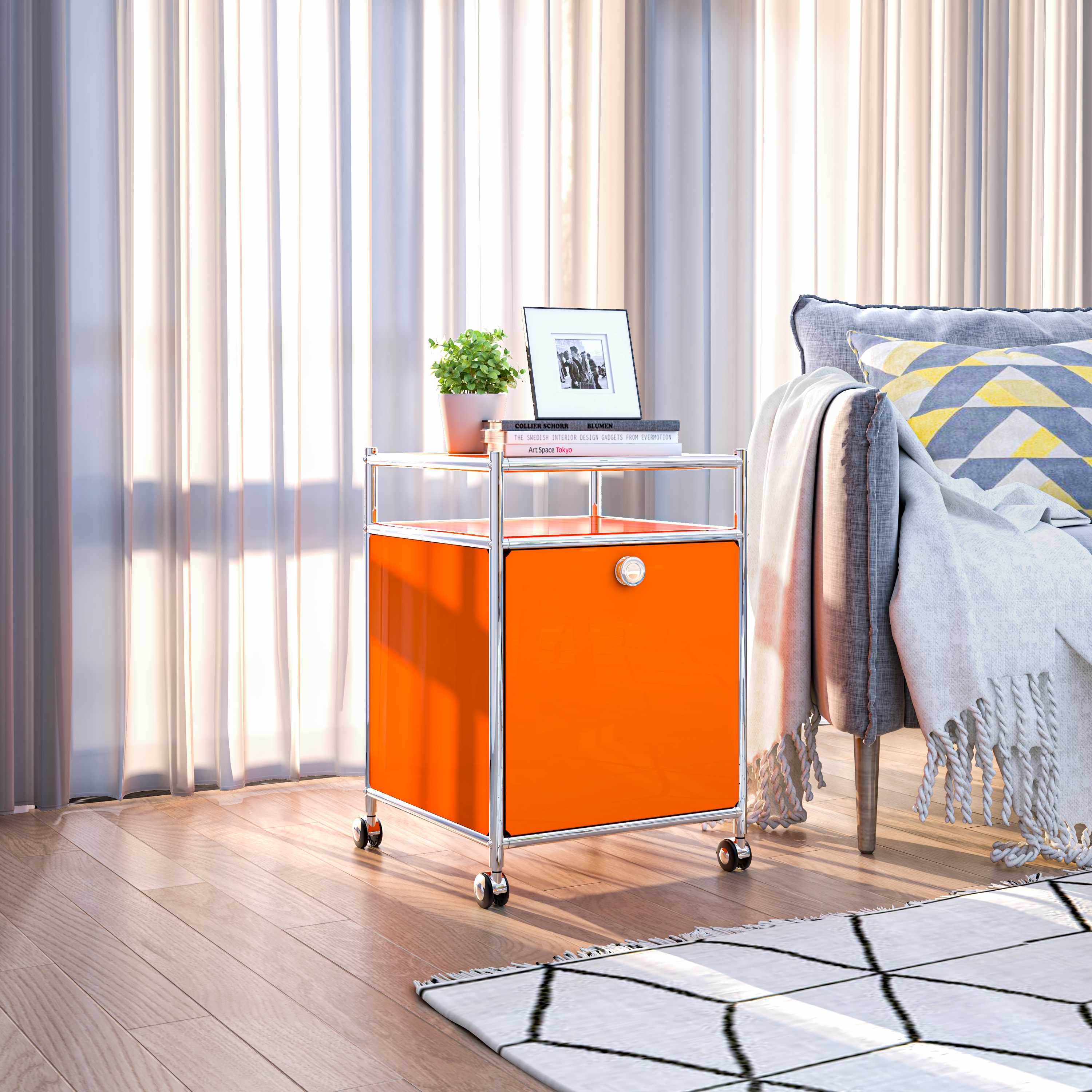 SIMPLINK 23-Inch Metal Storage Cart with Flap Door