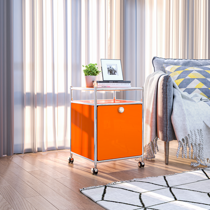 Storage Cart with 1 Flap Door Orange