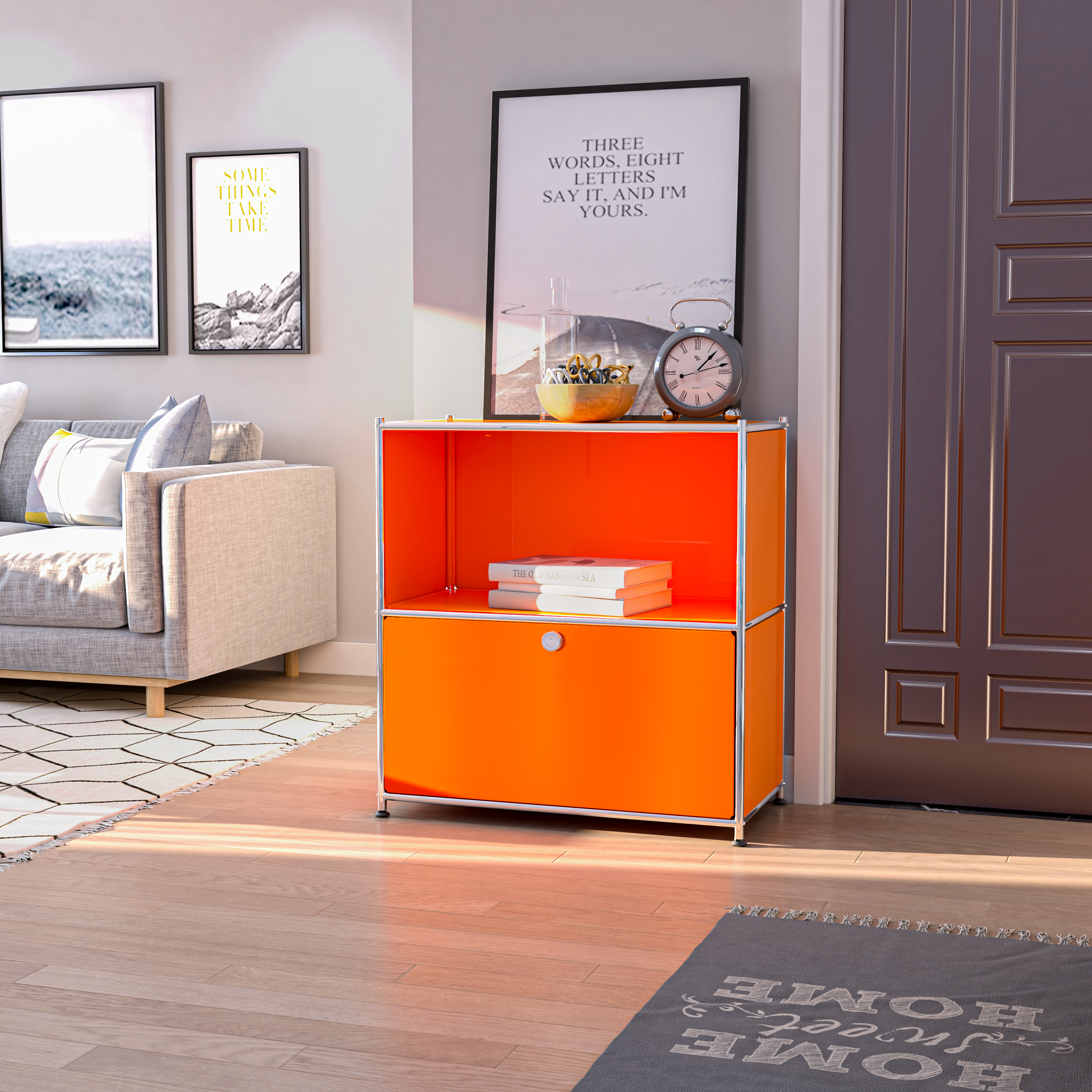 SIMPLINK 27.5-Inch Metal Side Table with Flap Door