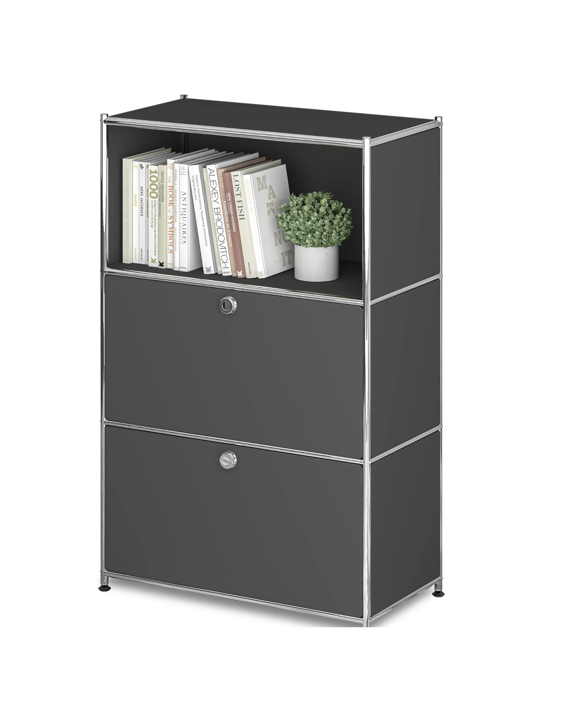 SIMPLINK 47-Inch Metal Storage Cabinet with Open Shelves
