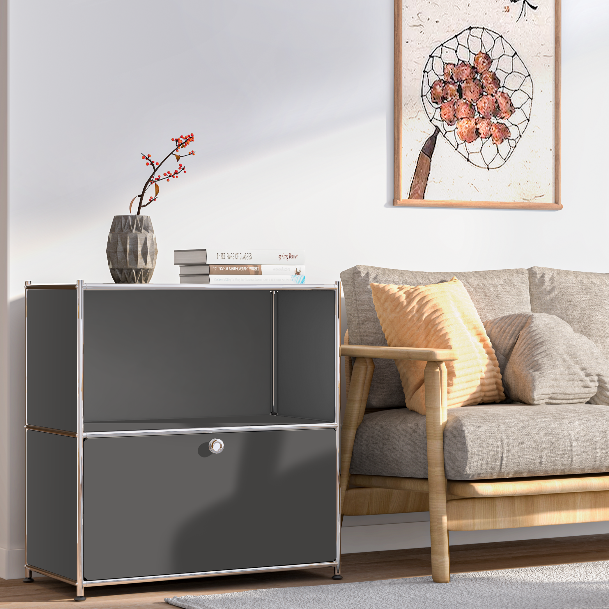 SIMPLINK 32.5-Inch Metal Storage Cabinet with Flip-Top Door
