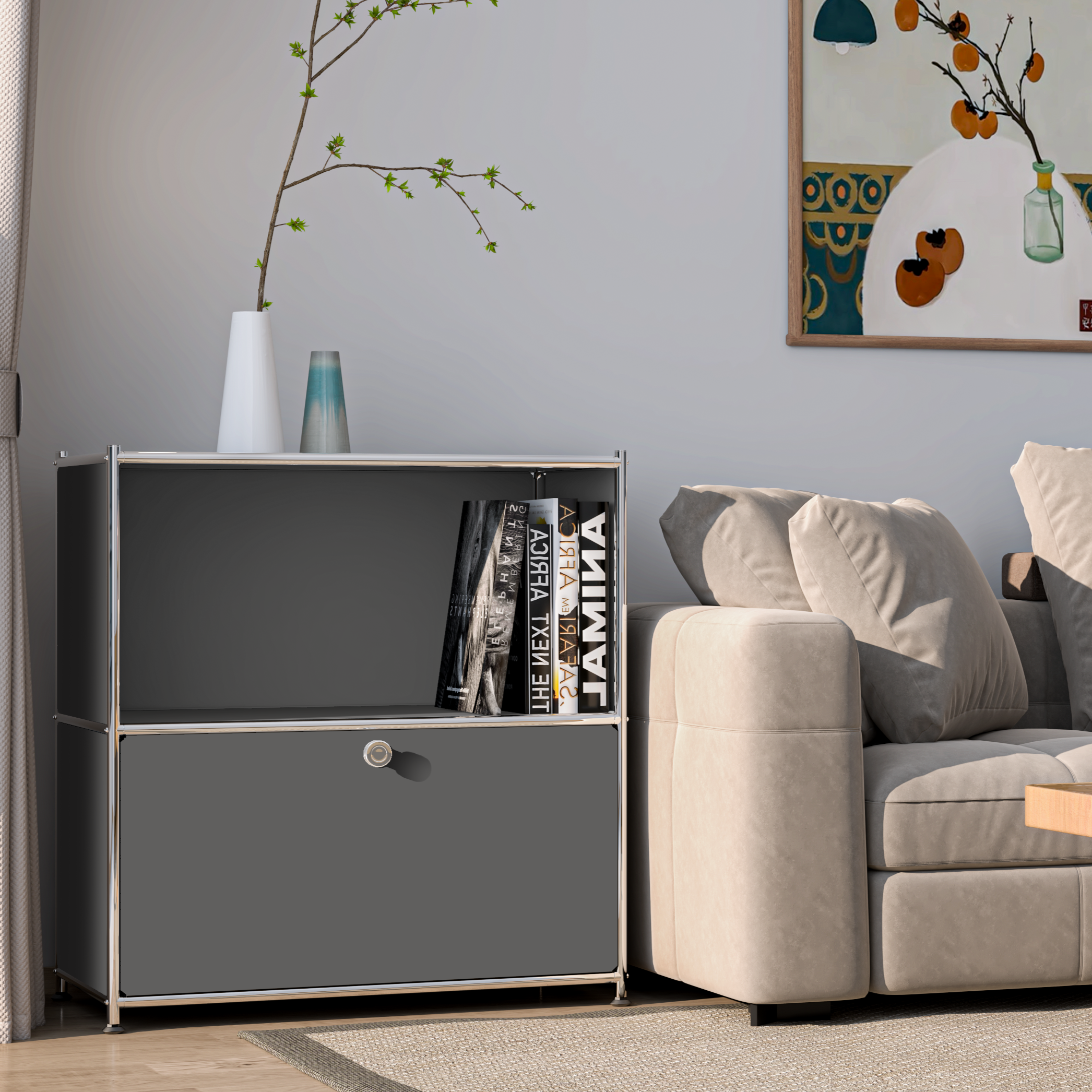SIMPLINK 32.5-Inch Metal Storage Cabinet with Flip-Top Door