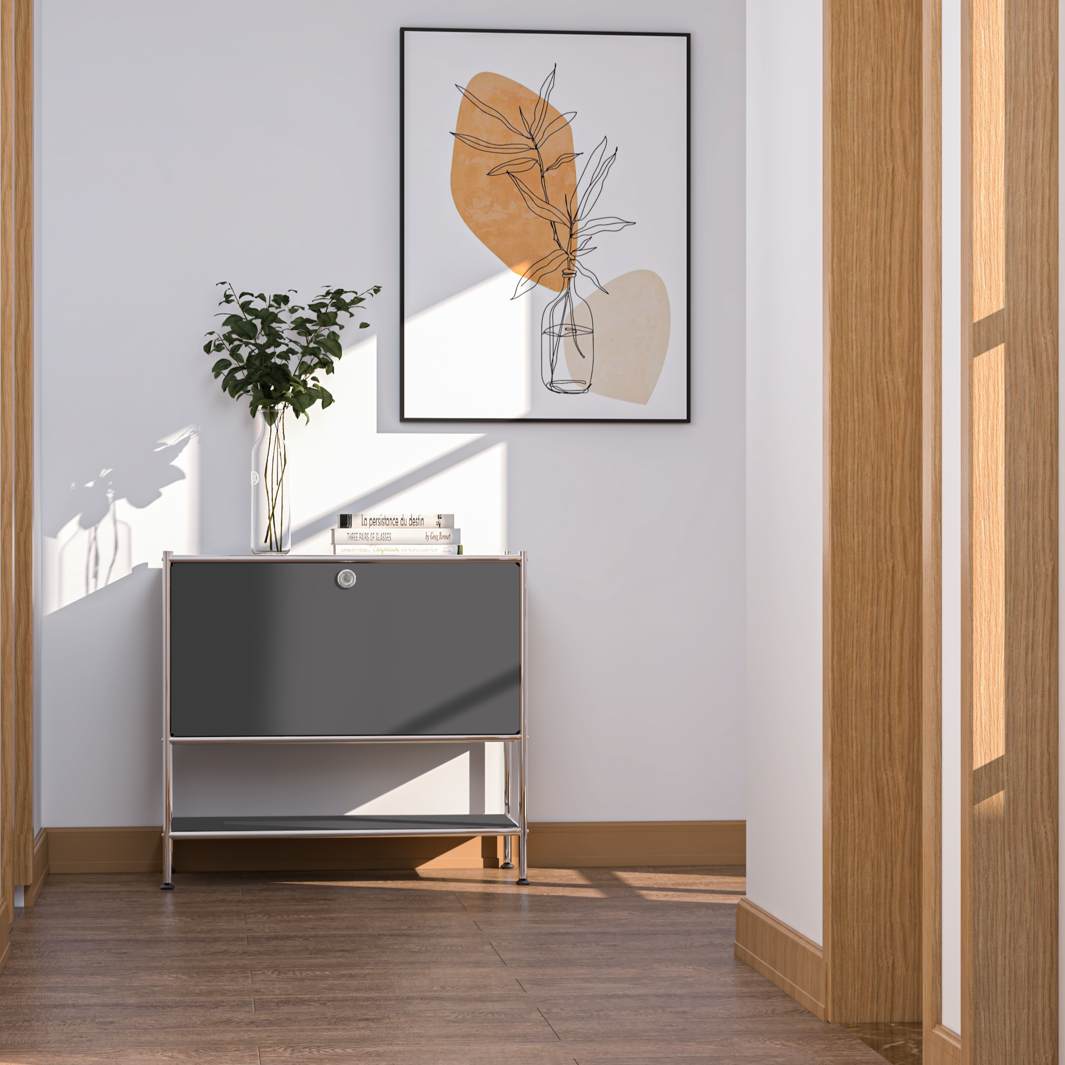 SIMPLINK 27.5-Inch Metal Side Table with Flap Door