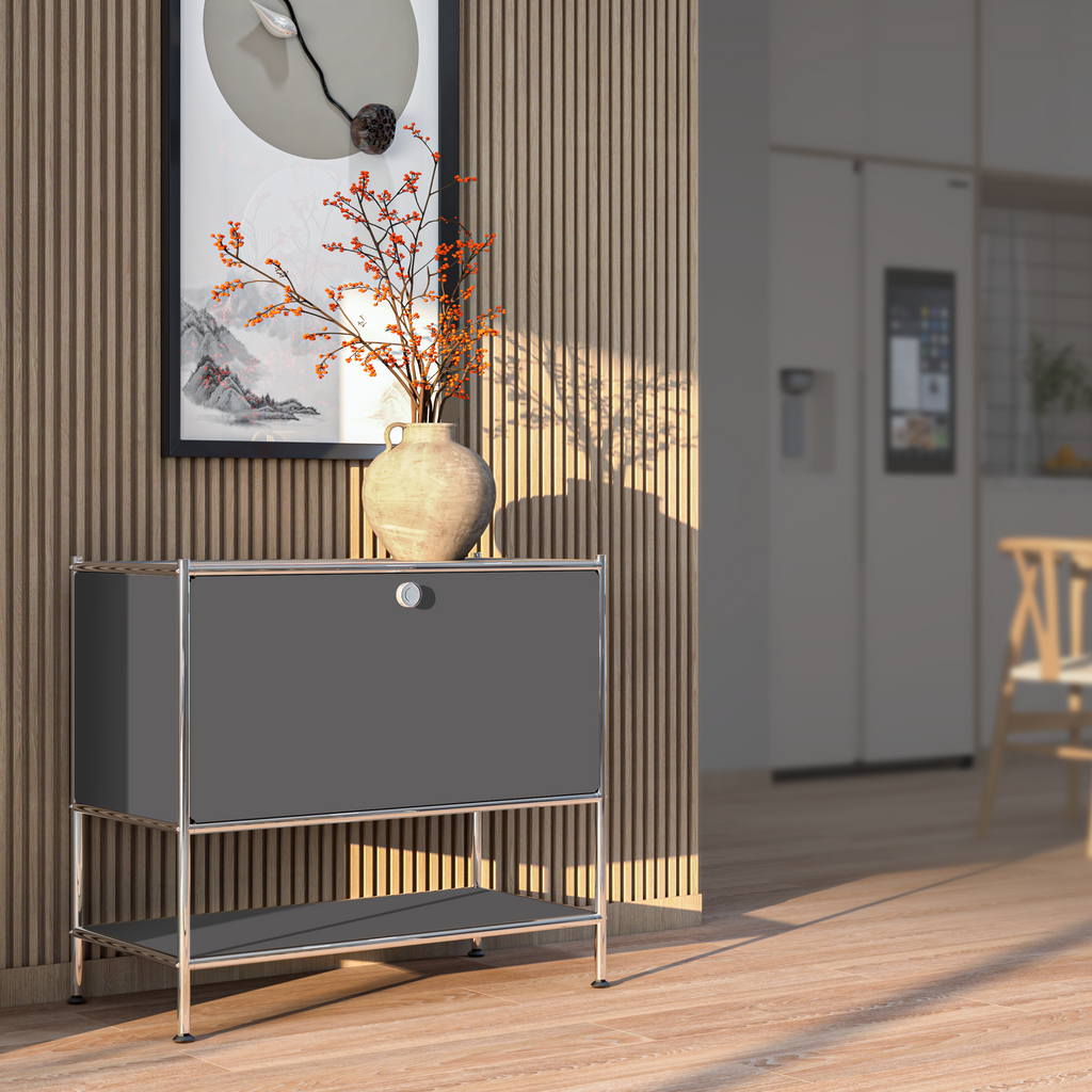 SIMPLINK 27.5-Inch Metal Side Table with Flap Door