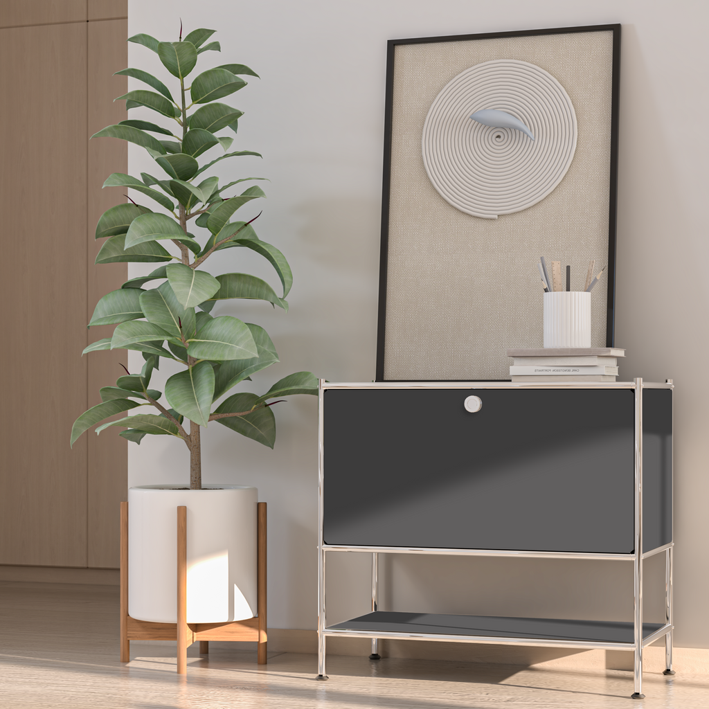 SIMPLINK 27.5-Inch Metal Side Table with Flap Door