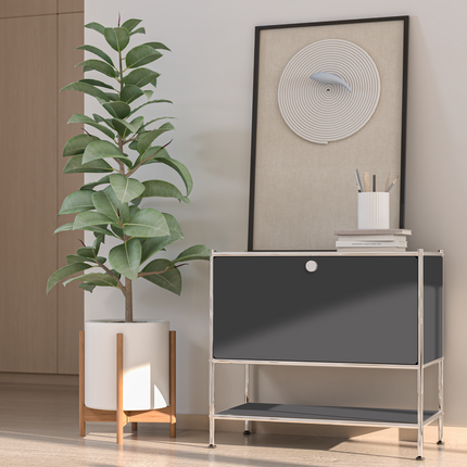 Metal Sidetable with Flap White - Night Stand, End Table
