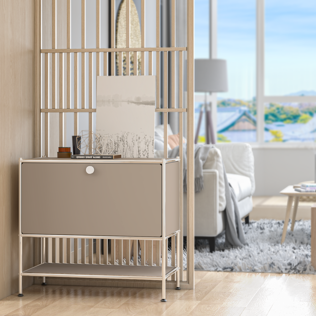 SIMPLINK 27.5-Inch Metal Side Table with Flap Door