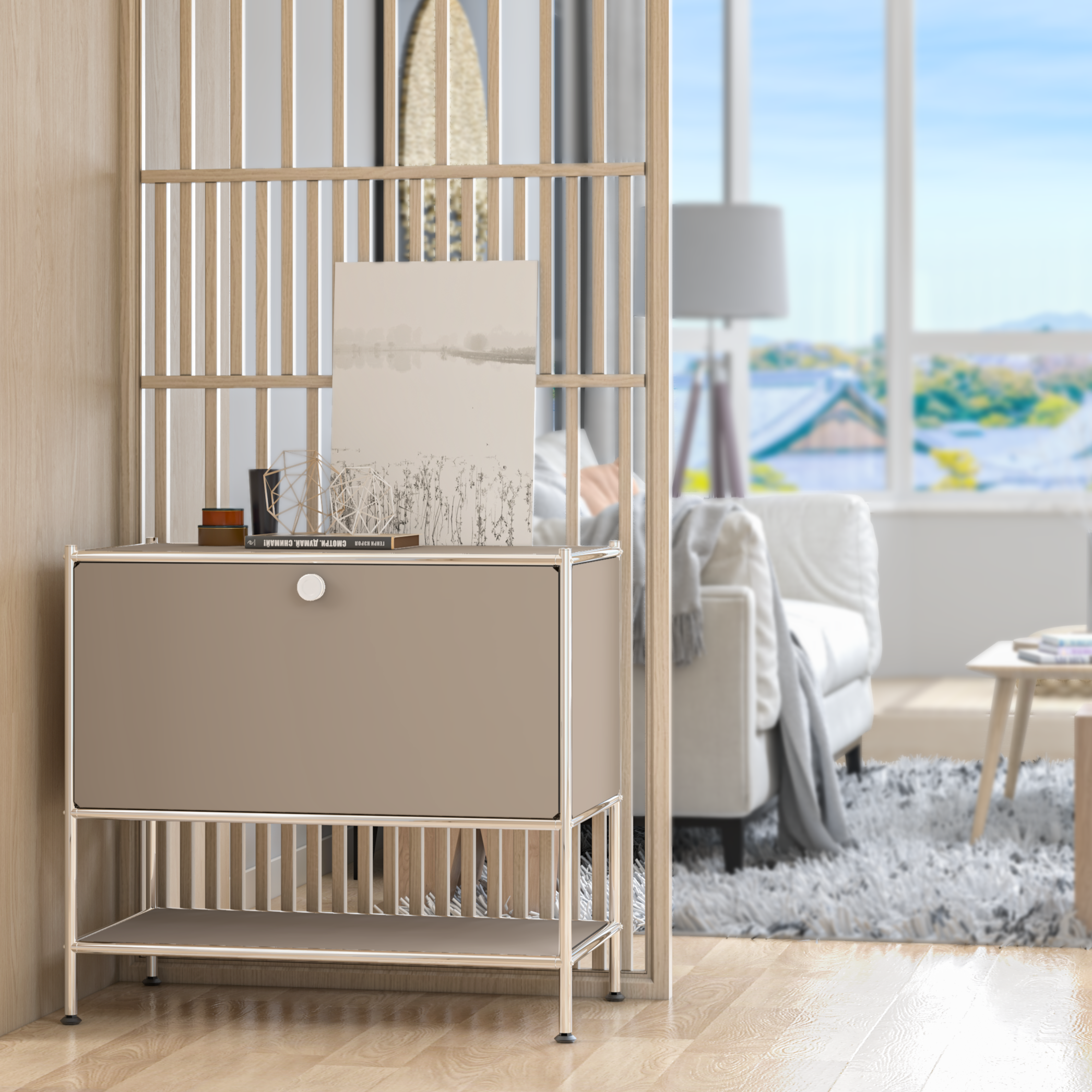 SIMPLINK 27.5-Inch Metal Side Table with Flap Door