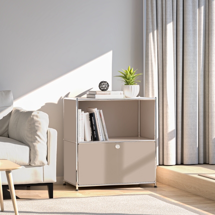 Flip-Top Side Table Taupe - Sideboard, Storage Cabinet