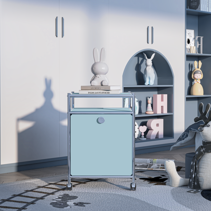 Storage Cart with 1 Flap Door Blue