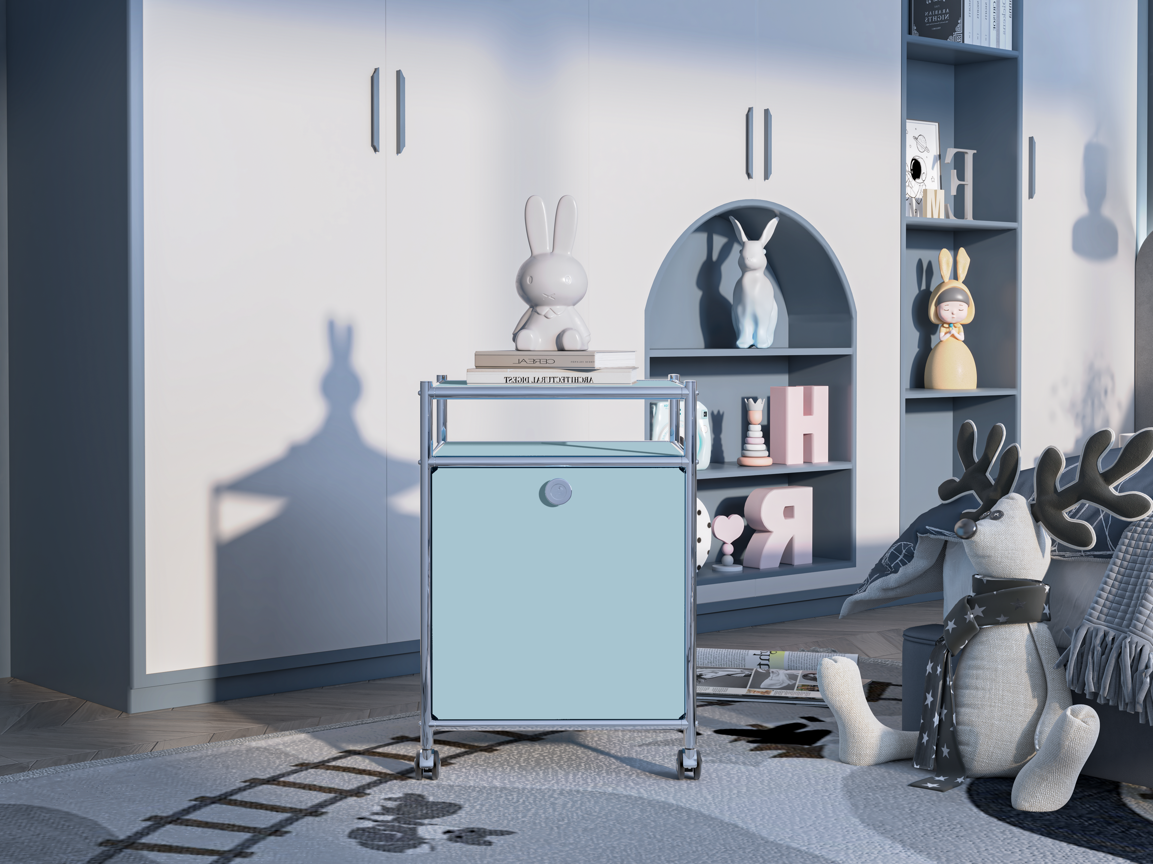 SIMPLINK 23-Inch Metal Storage Cart with Flap Door