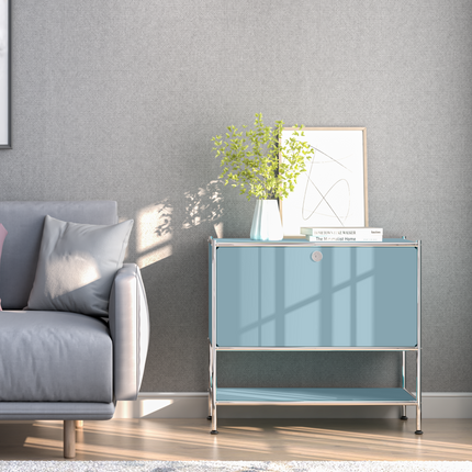 Metal Sidetable with Flap Blue - Night Stand, End Table