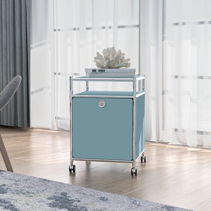 Storage Cart with 1 Flap Door Blue