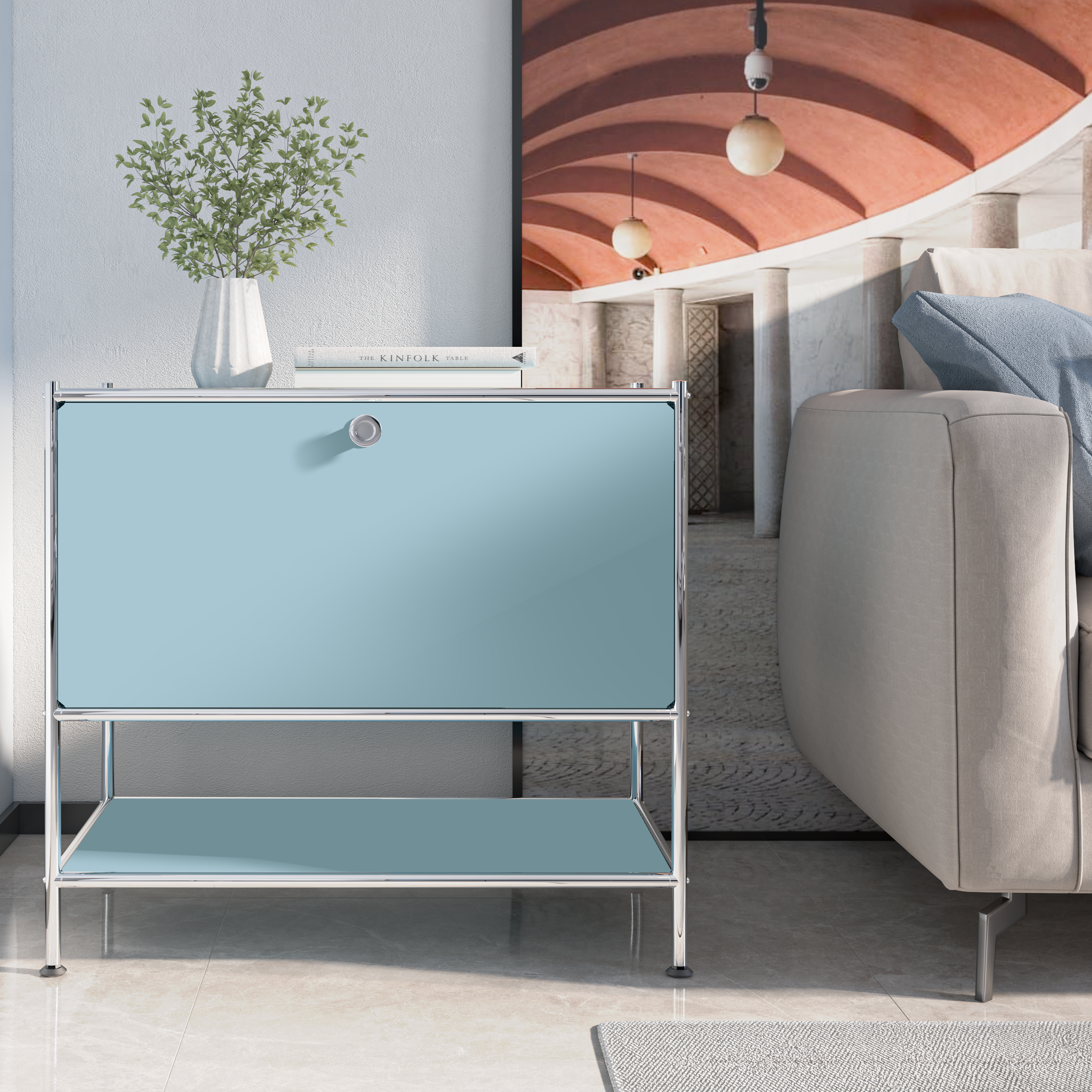 SIMPLINK 27.5-Inch Metal Side Table with Flap Door