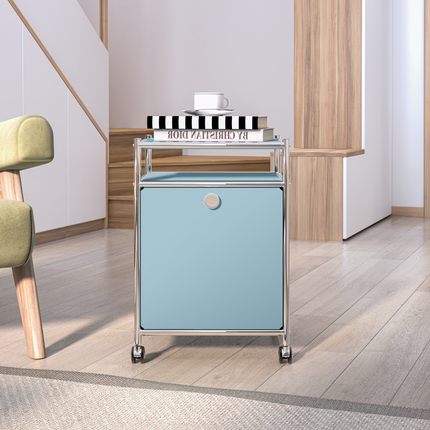 Storage Cart with 1 Flap Door Blue