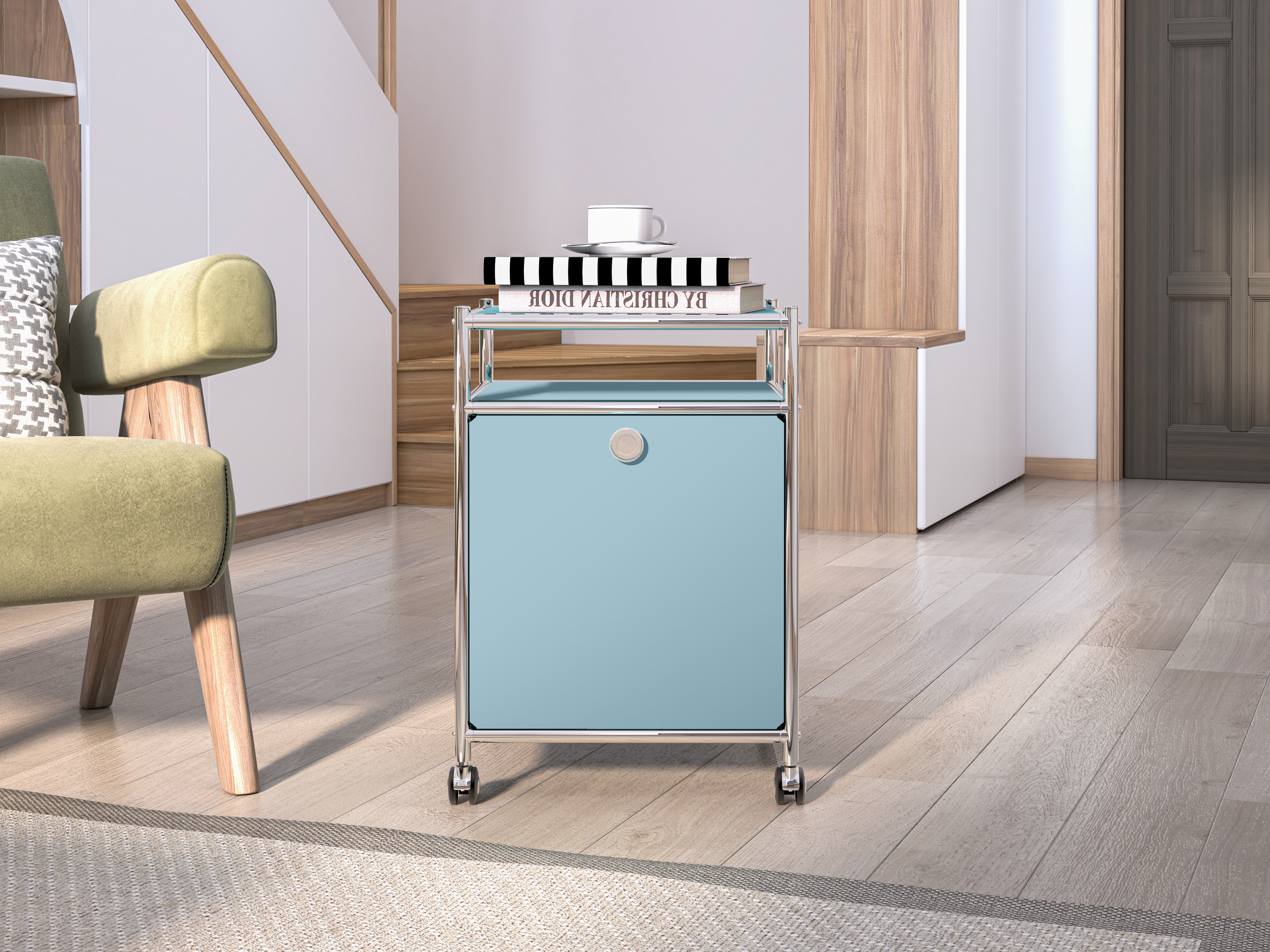 SIMPLINK 23-Inch Metal Storage Cart with Flap Door