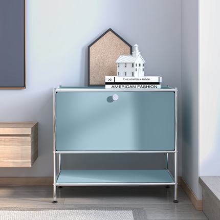 Metal Sidetable with Flap Blue - Night Stand, End Table