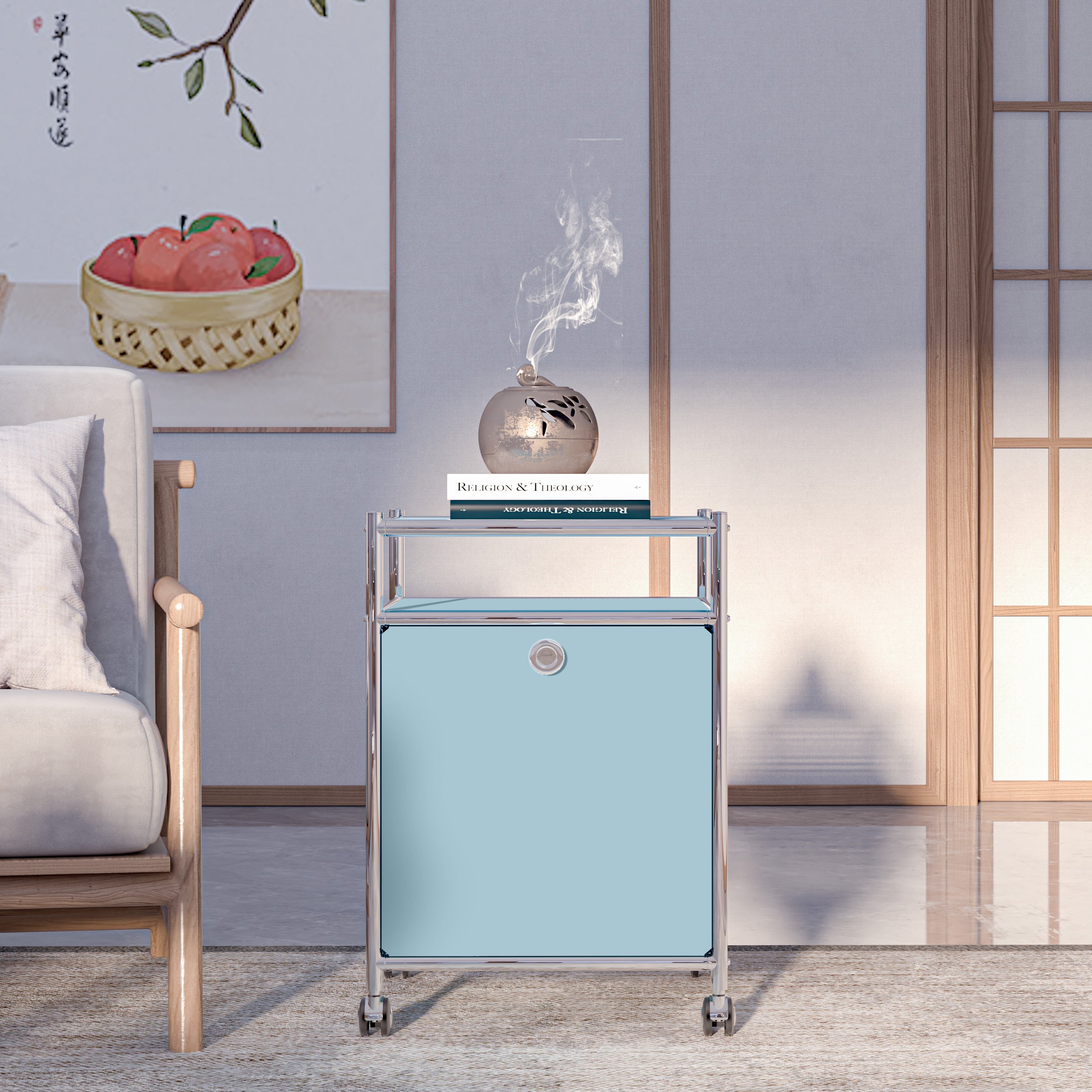 SIMPLINK 23-Inch Metal Storage Cart with Flap Door