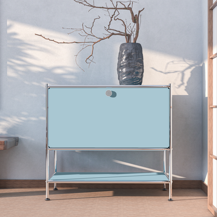 Metal Sidetable with Flap Blue - Night Stand, End Table