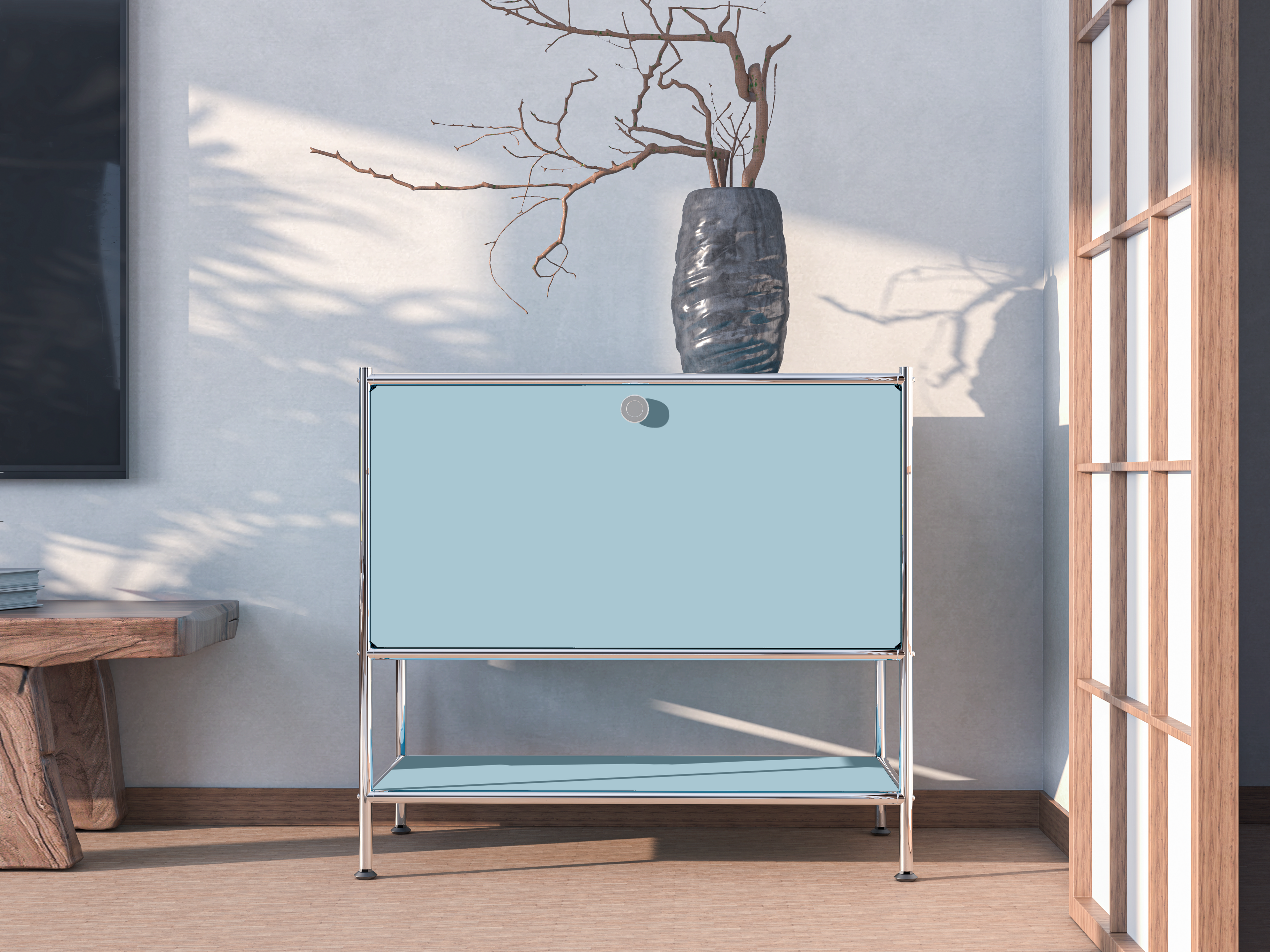 SIMPLINK 27.5-Inch Metal Side Table with Flap Door