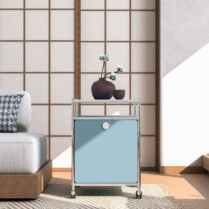 Storage Cart with 1 Flap Door Blue