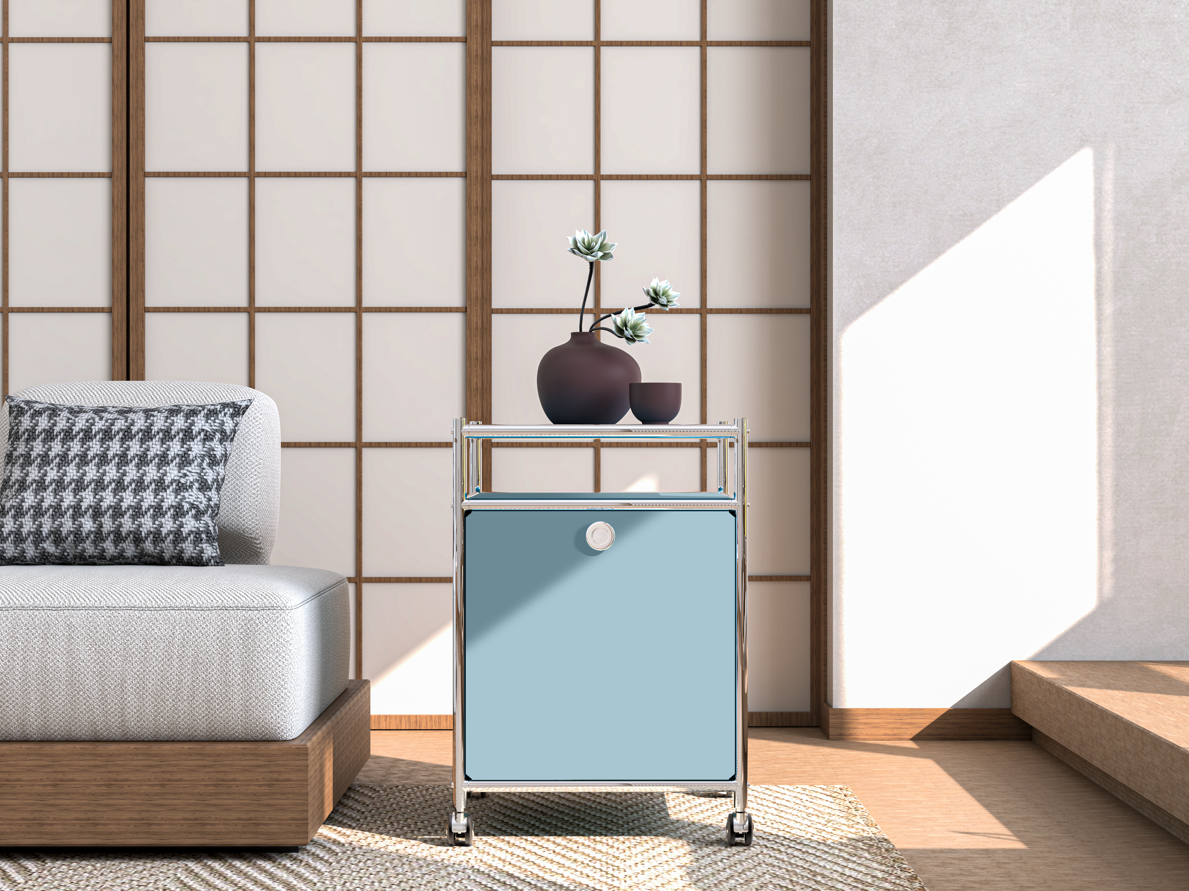 SIMPLINK 23-Inch Metal Storage Cart with Flap Door