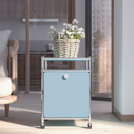 Storage Cart with 1 Flap Door Blue