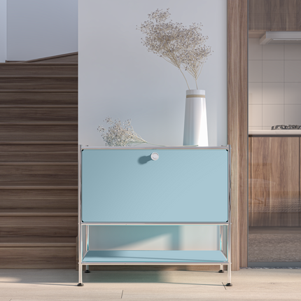 Metal Sidetable with Flap Blue - Night Stand, End Table