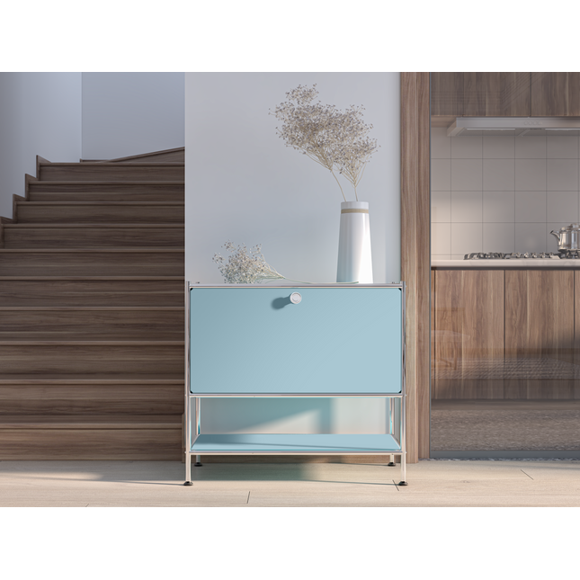 Metal Sidetable with Flap Blue - Night Stand, End Table