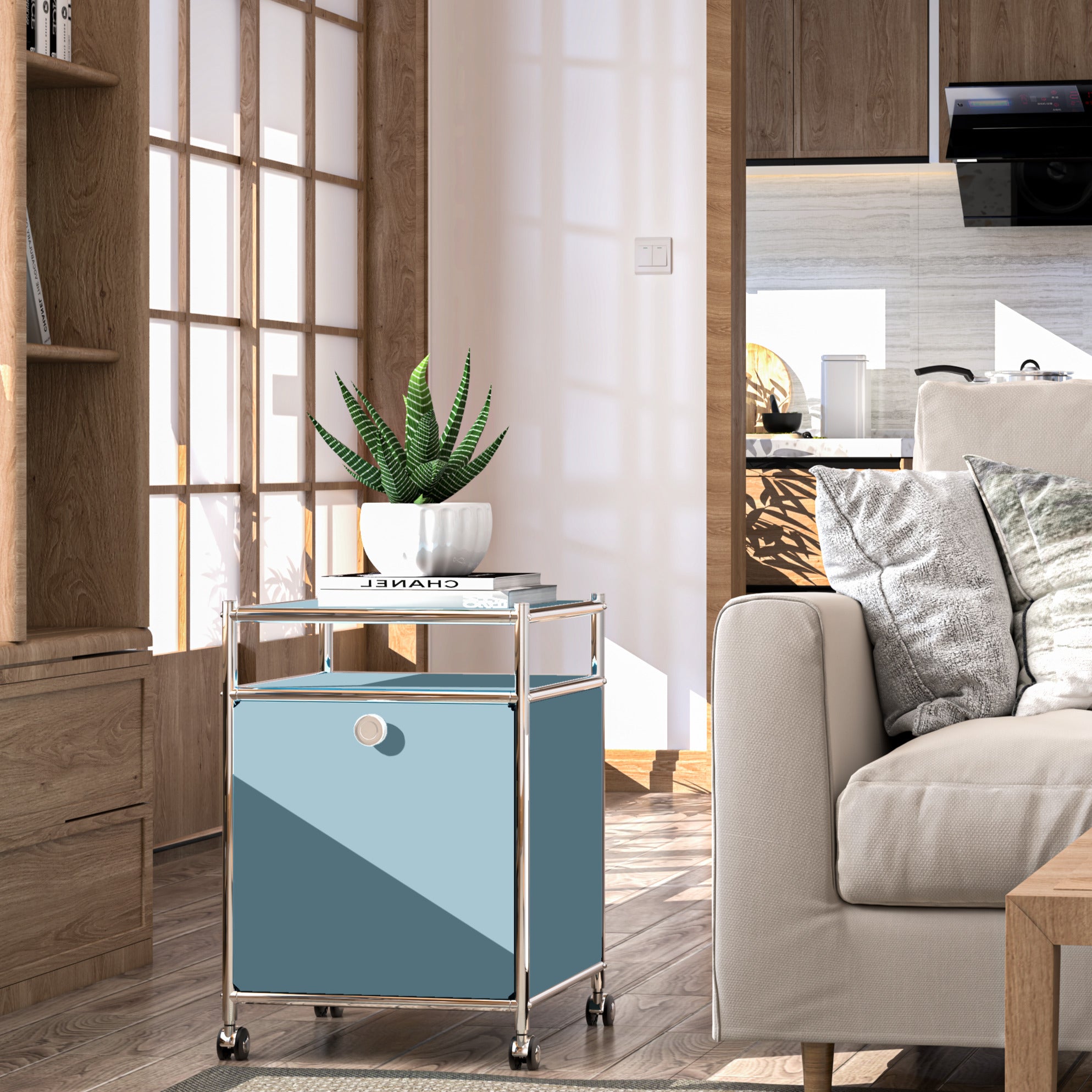 SIMPLINK 23-Inch Metal Storage Cart with Flap Door