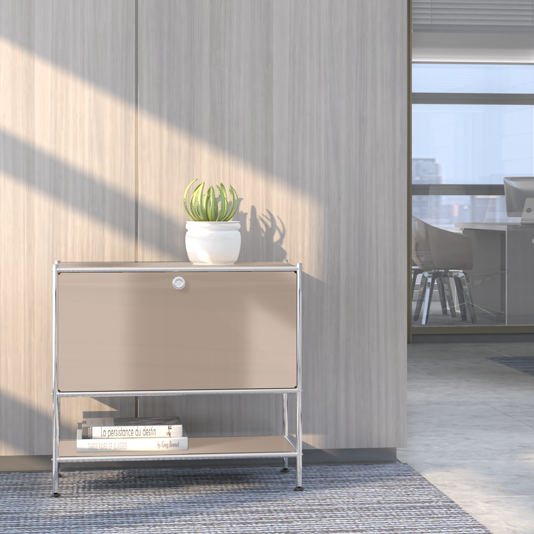 SIMPLINK 27.5-Inch Metal Side Table with Flap Door